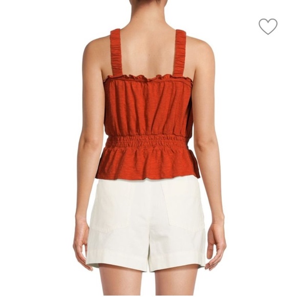 MARINE LAYER Dylan Smocked Sleeveless Top BAKED CLAY Orange Red Sz XS NEW - Picture 2 of 11